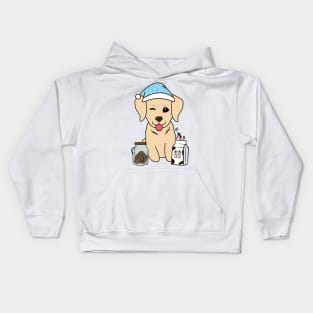 Funny retriever is having a midnight snack Kids Hoodie